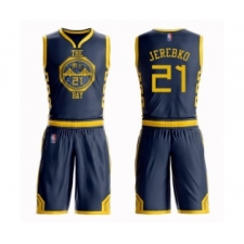 Women's Golden State Warriors #21 Jonas Jerebko Swingman Navy Blue Basketball Suit Jersey - City Edition