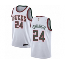 Youth Milwaukee Bucks #24 Pat Connaughton Authentic White Fashion Hardwood Classics Basketball Jersey