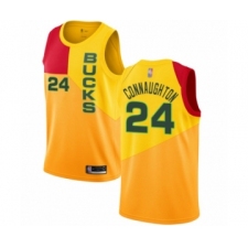 Youth Milwaukee Bucks #24 Pat Connaughton Swingman Yellow Basketball Jersey - City Edition