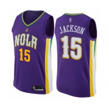 Men's New Orleans Pelicans #15 Frank Jackson Authentic Purple Basketball Jersey - City Edition