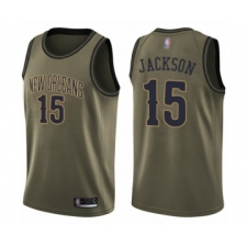 Youth New Orleans Pelicans #15 Frank Jackson Swingman Green Salute to Service Basketball Jersey