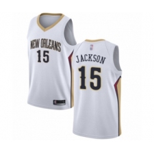 Youth New Orleans Pelicans #15 Frank Jackson Swingman White Basketball Jersey - Association Edition