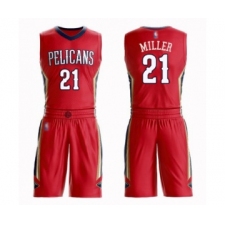 Men's New Orleans Pelicans #21 Darius Miller Swingman Red Basketball Suit Jersey Statement Edition