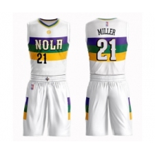Youth New Orleans Pelicans #21 Darius Miller Swingman White Basketball Suit Jersey - City Edition