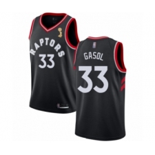 Men's Toronto Raptors #33 Marc Gasol Swingman Black 2019 Basketball Finals Champions Jersey Statement Edition