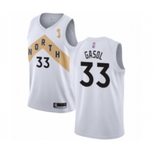 Women's Toronto Raptors #33 Marc Gasol Swingman White 2019 Basketball Finals Champions Jersey - City Edition