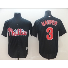 Men's Nike Philadelphia Phillies #3 Bryce Harper Black Alternate Stitched Baseball Jersey