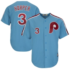 Men's Philadelphia Phillies #3 Bryce Harper Majestic Light Blue Cool Base Cooperstown Player Jersey