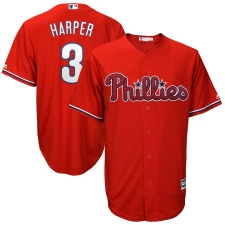 Youth Philadelphia Phillies #3 Bryce Harper RED Majestic Scarlet Cool Base Replica Player Jersey
