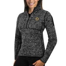 Boston Bruins Antigua Women's Fortune Zip Pullover Sweater Charcoal