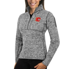 Calgary Flames Antigua Women's Fortune Zip Pullover Sweater Black