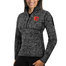 Calgary Flames Antigua Women's Fortune Zip Pullover Sweater Charcoal