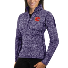 Calgary Flames Antigua Women's Fortune Zip Pullover Sweater Purple