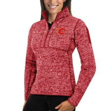 Calgary Flames Antigua Women's Fortune Zip Pullover Sweater Red