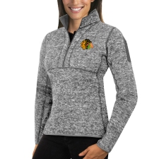 Chicago Blackhawks Antigua Women's Fortune Zip Pullover Sweater Black