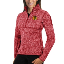 Chicago Blackhawks Antigua Women's Fortune Zip Pullover Sweater Red