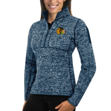 Chicago Blackhawks Antigua Women's Fortune Zip Pullover Sweater Royal
