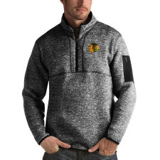 Men's Chicago Blackhawks Antigua Fortune Quarter-Zip Pullover Jacket Charcoal