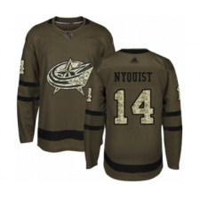 Men's Columbus Blue Jackets #14 Gustav Nyquist Authentic Green Salute to Service Hockey Jersey