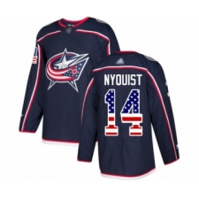 Men's Columbus Blue Jackets #14 Gustav Nyquist Authentic Navy Blue USA Flag Fashion Hockey Jersey