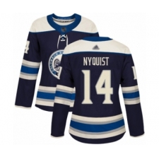 Women's Columbus Blue Jackets #14 Gustav Nyquist Authentic Navy Blue Alternate Hockey Jersey