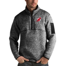 Men's New Jersey Devils Antigua Fortune Quarter-Zip Pullover Jacket Charcoal