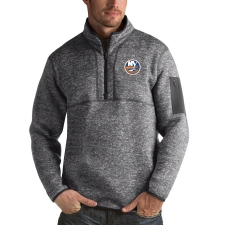 Men's New York Islanders Antigua Fortune Quarter-Zip Pullover Jacket Black