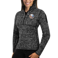 New York Islanders Antigua Women's Fortune Zip Pullover Sweater Charcoal