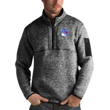 Men's New York Rangers Antigua Fortune Quarter-Zip Pullover Jacket Charcoal