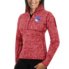 New York Rangers Antigua Women's Fortune Zip Pullover Sweater Red