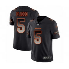 Men's Denver Broncos #5 Joe Flacco Black Smoke Fashion Limited Football Jersey