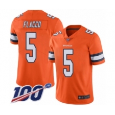 Men's Denver Broncos #5 Joe Flacco Limited Orange Rush Vapor Untouchable 100th Season Football Jersey