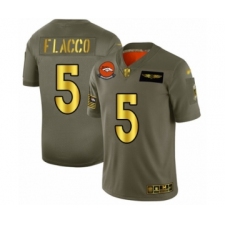Men's Denver Broncos #5 Joe Flacco Olive Gold 2019 Salute to Service Limited Football Jersey