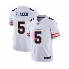 Men's Denver Broncos #5 Joe Flacco White Team Logo Fashion Limited Football Jersey