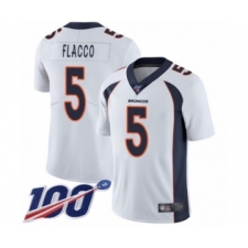 Men's Denver Broncos #5 Joe Flacco White Vapor Untouchable Limited Player 100th Season Football Jersey
