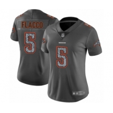 Women's Denver Broncos #5 Joe Flacco Gray Static Fashion Limited Football Jersey