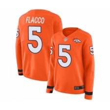 Women's Denver Broncos #5 Joe Flacco Limited Orange Therma Long Sleeve Football Jersey