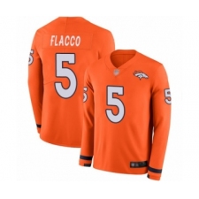 Youth Denver Broncos #5 Joe Flacco Limited Orange Therma Long Sleeve Football Jersey