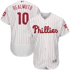 Men's Philadelphia Phillies #10 JT Realmuto Majestic White Home Flex Base Authentic Collection Player Jersey