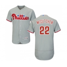 Men's Philadelphia Phillies #22 Andrew McCutchen Grey Road Flex Base Authentic Collection Baseball Jersey