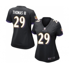 Women's Baltimore Ravens #29 Earl Thomas III Game Black Alternate Football Jersey