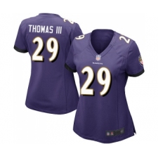 Women's Baltimore Ravens #29 Earl Thomas III Game Purple Team Color Football Jersey