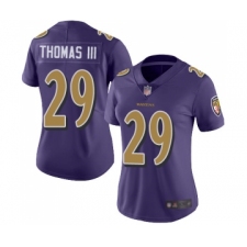 Women's Baltimore Ravens #29 Earl Thomas III Limited Purple Rush Vapor Untouchable Football Jersey