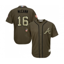 Men's Atlanta Braves #16 Brian McCann Authentic Green Salute to Service Baseball Jersey