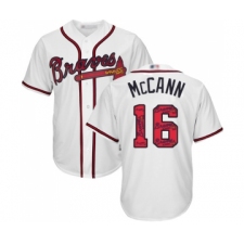 Men's Atlanta Braves #16 Brian McCann Authentic White Team Logo Fashion Cool Base Baseball Jersey