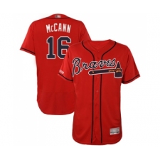 Men's Atlanta Braves #16 Brian McCann Red Alternate Flex Base Authentic Collection Baseball Jersey