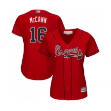 Women's Atlanta Braves #16 Brian McCann Replica Red Alternate Cool Base Baseball Jersey