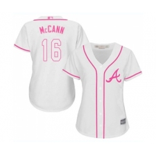 Women's Atlanta Braves #16 Brian McCann Replica White Fashion Cool Base Baseball Jersey