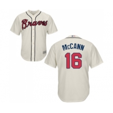 Youth Atlanta Braves #16 Brian McCann Authentic Cream Alternate 2 Cool Base Baseball Jersey