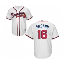 Youth Atlanta Braves #16 Brian McCann Replica White Home Cool Base Baseball Jersey